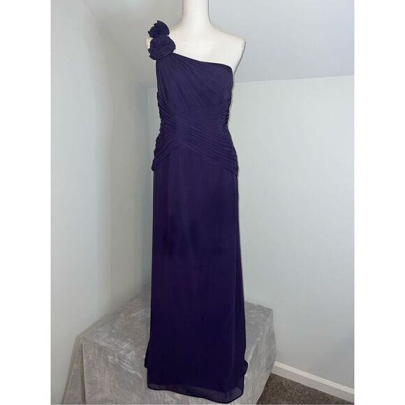 Women’s Wedding Guest Party Gown Bridesmaid One shoulder Dark Purple 10 - Picture 2 of 10